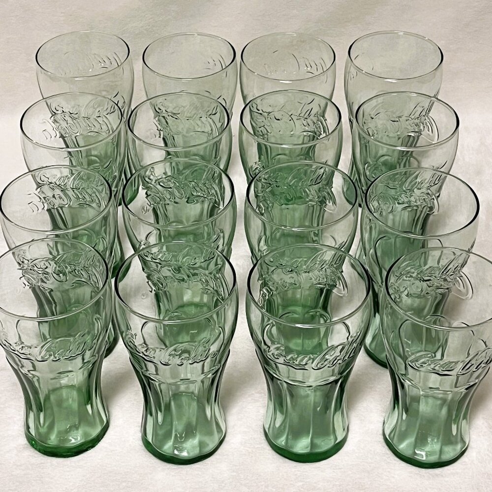 Authentic Vintage Coca Cola Glasses Green Libbey